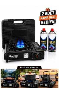 Portatif Tüp Ve Kartuş İle Çalıştırma Kamp Ocağı Gaz Stop Emniyetli 2 Tüp Hediyeli